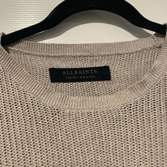 All Saints Beige Metz Long Sleeve Crewneck Sweater - Picture 4 of 4
